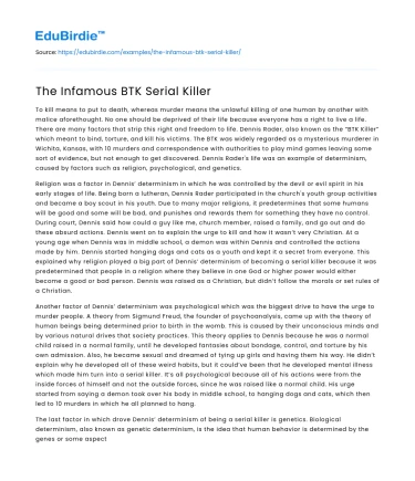 The Infamous BTK Serial Killer