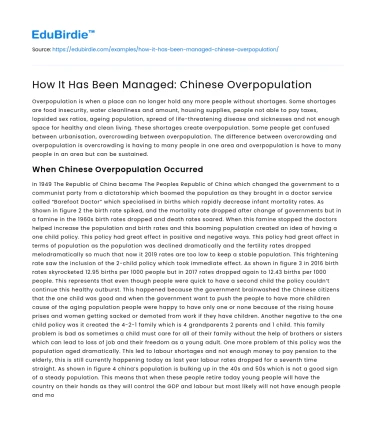 Managing China’s Overpopulation Challenges