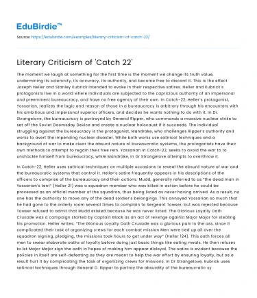Literary Criticism of ‘Catch 22’