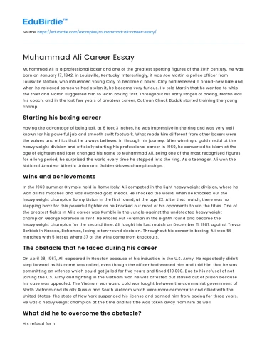 Muhammad Ali Career Essay