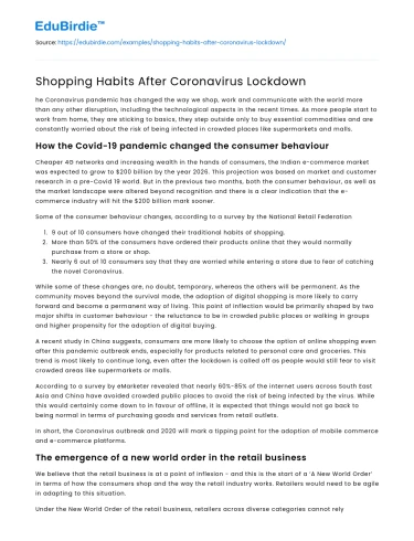 Shopping Habits After Coronavirus Lockdown
