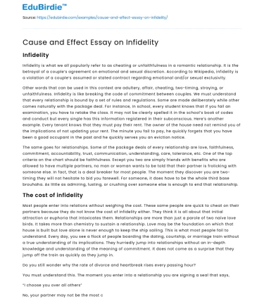 Cause and Effect Essay on Infidelity