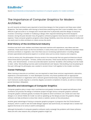 The Importance of Computer Graphics for Modern Architects