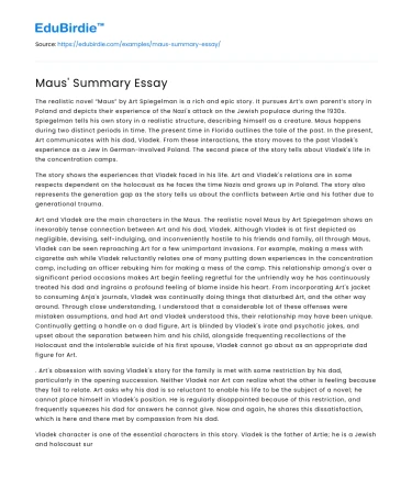 Maus’ Summary Essay