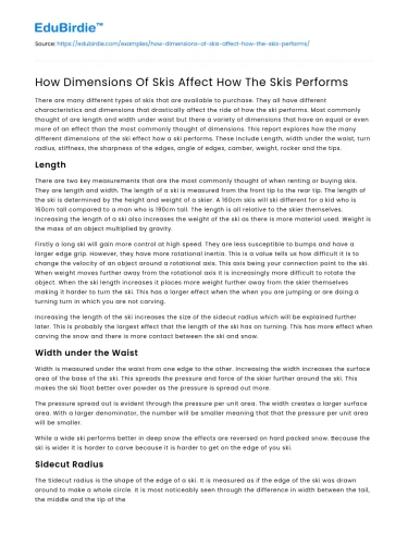 How Dimensions Of Skis Affect How The Skis Performs