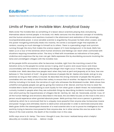 Limits of Power in Invisible Man: Analytical Essay