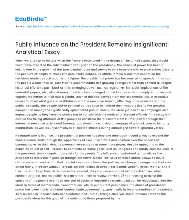 Public Influence on the President Remains Insignificant