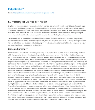 Summary of Genesis – Noah