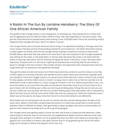 A Raisin in the Sun: African American Family Story