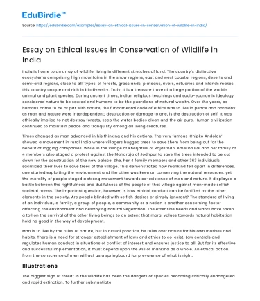 Essay on Ethical Issues in Conservation of Wildlife in India