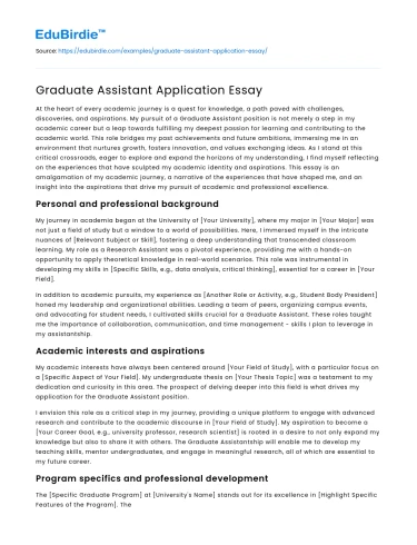 Graduate Assistant Application Essay