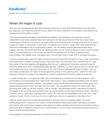 When All Hope Is Lost