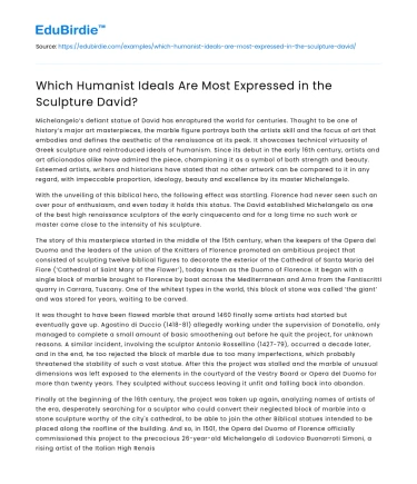 Which Humanist Ideals Are Most Expressed in the Sculpture David?