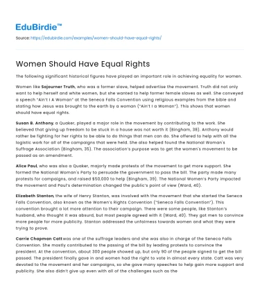 Women Should Have Equal Rights