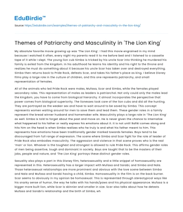 Themes of Patriarchy and Masculinity in ‘The Lion King’