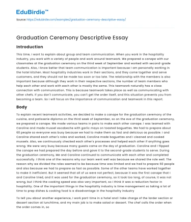 Graduation Ceremony Descriptive Essay
