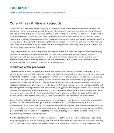 Core Fitness & Fitness Retreads
