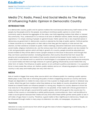 Media & Social Media Influence on Public Opinion in Democracy