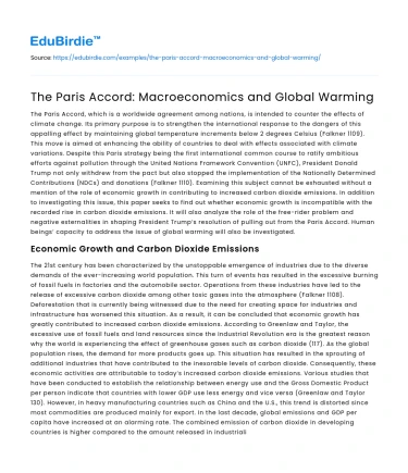The Paris Accord: Macroeconomics and Global Warming