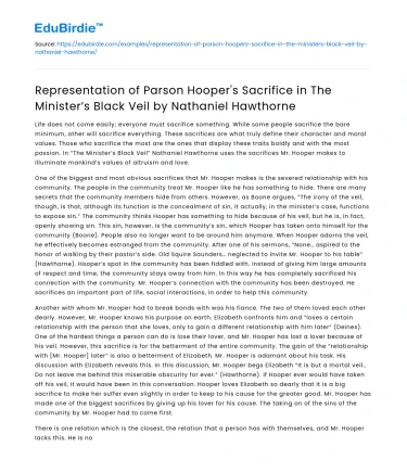 Parson Hooper’s Sacrifice in The Minister’s Black Veil
