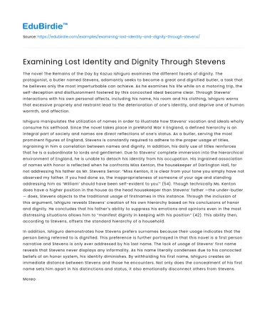Examining Lost Identity and Dignity Through Stevens