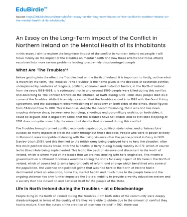 Impact of Northern Ireland Conflict on Mental Health