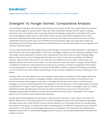 Divergent’ Vs ‘Hunger Games’: Comparative Analysis