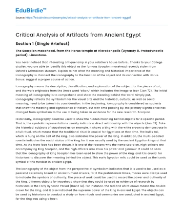 Critical Analysis of Artifacts from Ancient Egypt