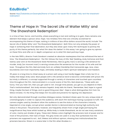 Hope in ‘The Secret Life of Walter Mitty’ and ‘The Shawshank Redemption’