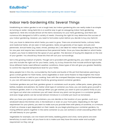 Indoor Herb Gardening Kits: Several Things