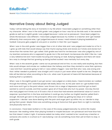 Narrative Essay about Being Judged