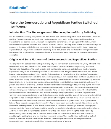 Have the Democratic and Republican Parties Switched Platforms?