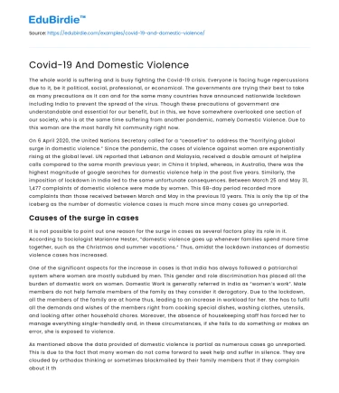 Covid-19 And Domestic Violence