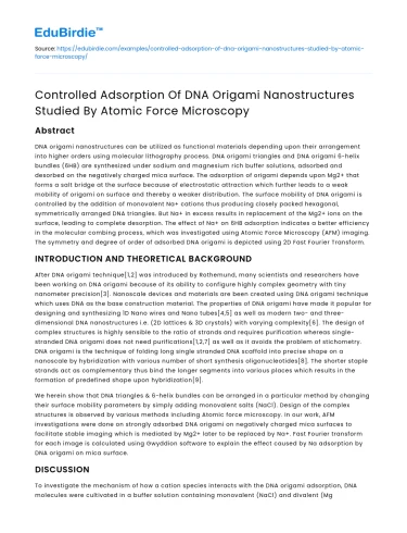 DNA Origami Nanostructures Adsorption Studied By AFM