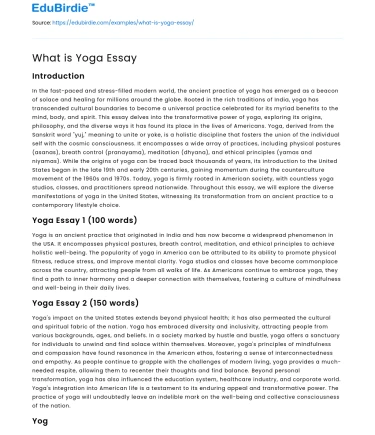 What is Yoga Essay