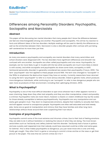 Personality Disorders: Psychopaths, Sociopaths, Narcissists