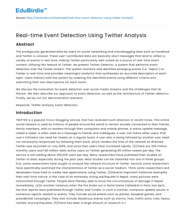 Analyzing Twitter for Immediate Event Identification
