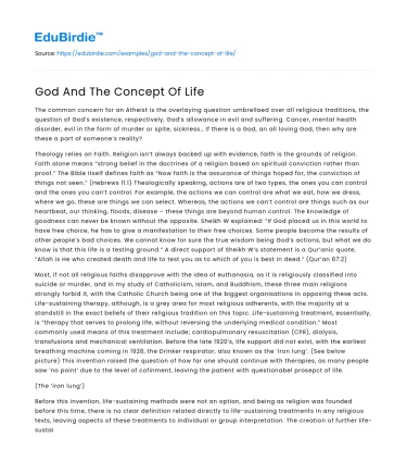 God And The Concept Of Life