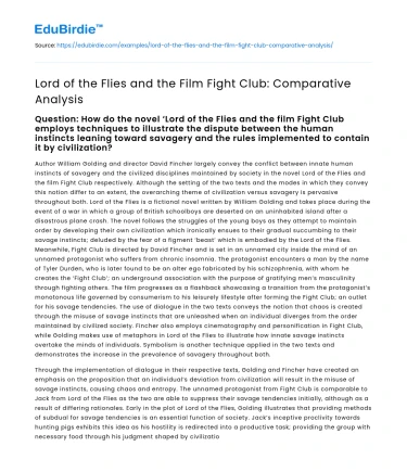 Lord of the Flies and the Film Fight Club: Comparative Analysis