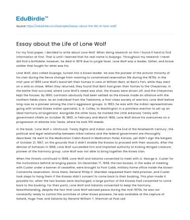 Essay about the Life of Lone Wolf