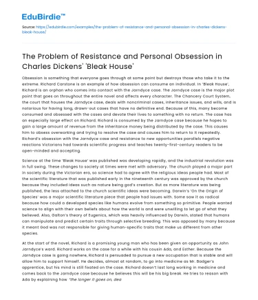 Resistance and Obsession in Dickens’ ‘Bleak House’