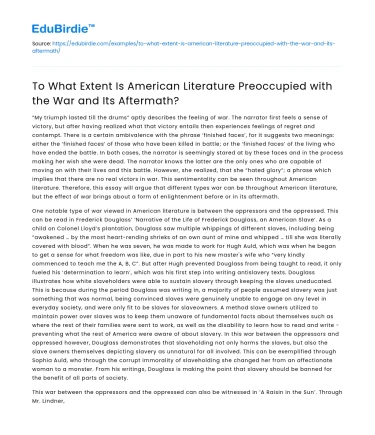 American Literature’s Focus on War and Its Aftermath