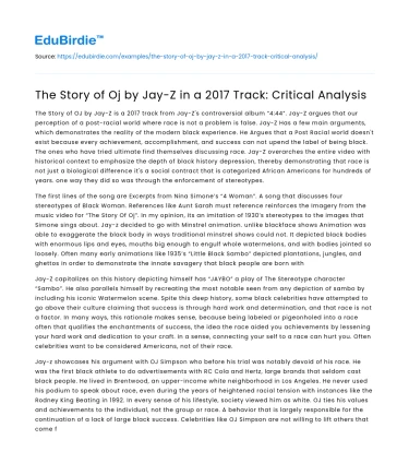 The Story of Oj by Jay-Z in a 2017 Track: Critical Analysis