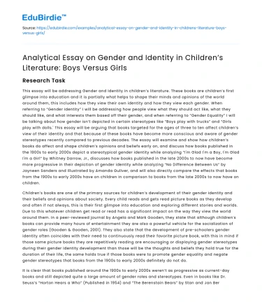 Gender and Identity in Children’s Literature: Boys vs Girls