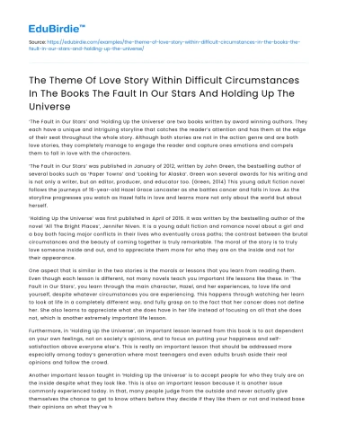 Love in tough times: Fault in Our Stars & Holding Up the Universe