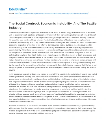 The Social Contract, Economic Instability, And The Textile Industry