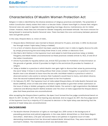 Characteristics Of Muslim Women Protection Act