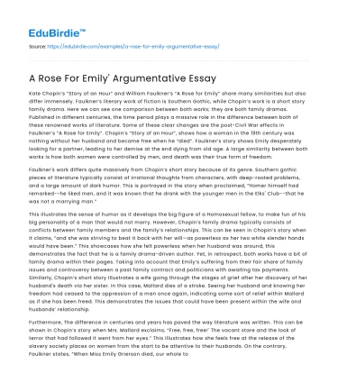 A Rose For Emily’ Argumentative Essay