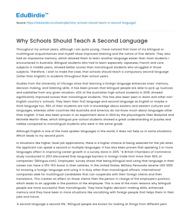 Why Schools Should Teach A Second Language
