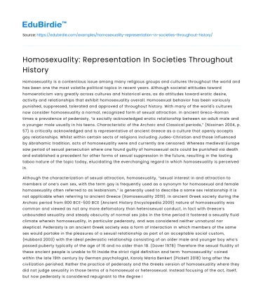 Homosexuality: Representation In Societies Throughout History